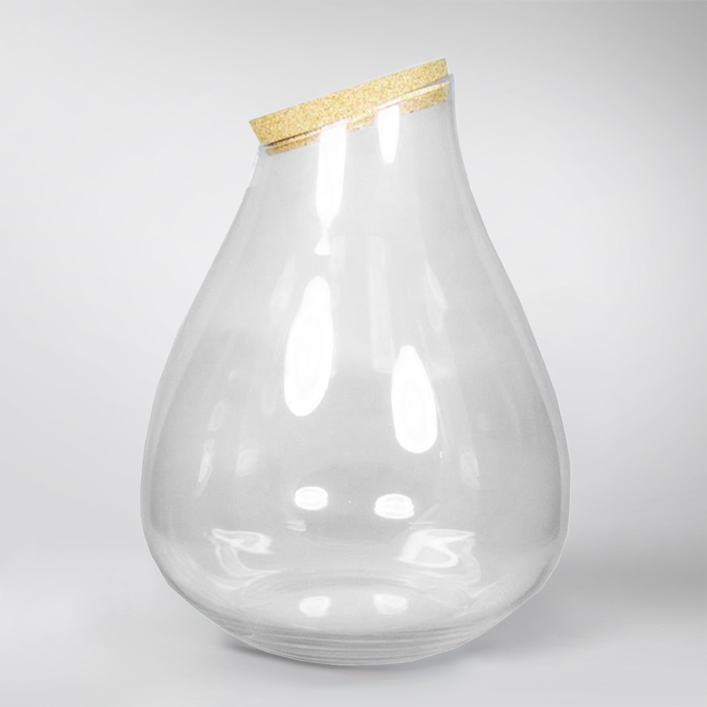 Terrarium Glass 37cm Teardrop Shape with Cork Lid