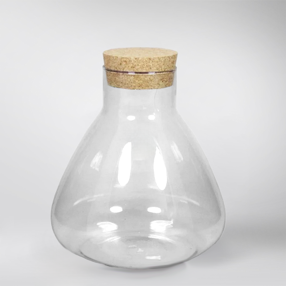 Terrarium Glass 32cm Pyramid Shape with Cork Lid